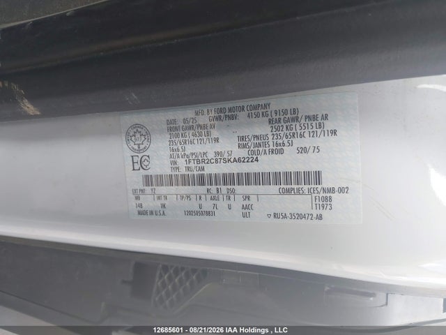 Ford Transit T-250 2025 1FTBR2C87SKA62224 Image 9