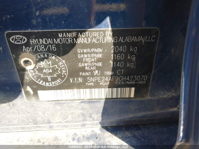 Hyundai SONATA GLS 2016 5NPE24AF9GH423070 Image 19