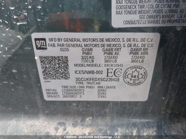 3GCUKFEDXSG239418 Chevrolet Silverado 1500
