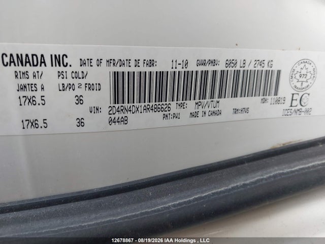 Продаж на аукціоні авто 2010 Dodge Grand Caravan Se, vin: 2D4RN4DX1AR486626, номер лоту: 12678867