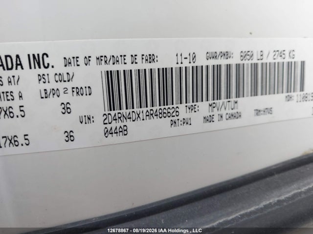 Продаж на аукціоні авто 2010 Dodge Grand Caravan Se, vin: 2D4RN4DX1AR486626, номер лоту: 12678867