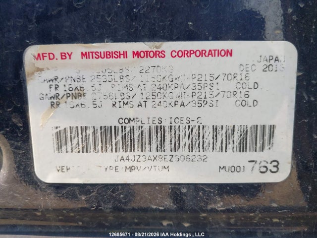 Mitsubishi Outlander Se 2014 JA4JZ3AX8EZ606232 Image 9