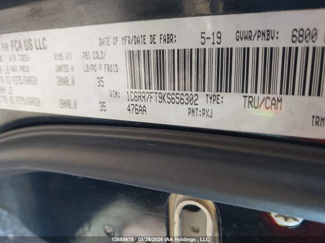 2019 Ram 1500 Classic Express მანქანა იყიდება აუქციონზე, vin: 1C6RR7FT9KS656302, აუქციონის ნომერი: 12685678