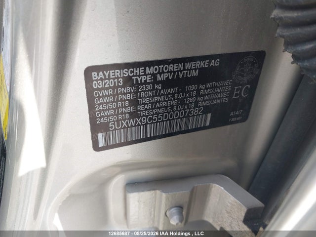 Aukcja sprzedaży 2013 Bmw X3 Xdrive28i, vin: 5UXWX9C55D0D07382, numer aukcji: 12685687