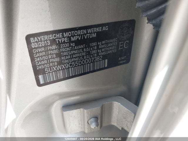 Aukcja sprzedaży 2013 Bmw X3 Xdrive28i, vin: 5UXWX9C55D0D07382, numer aukcji: 12685687