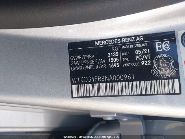 W1KCG4EB8NA000961 Mercedes-Benz Eqs Edition 1 4matic/eqs 580