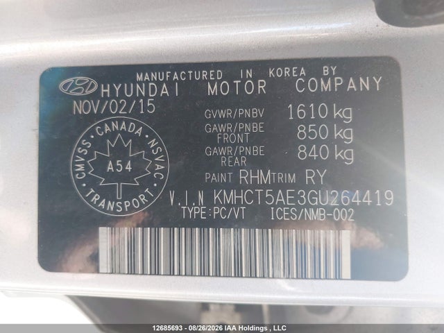Hyundai ACCENT SE 2016 KMHCT5AE3GU264419 Image 9