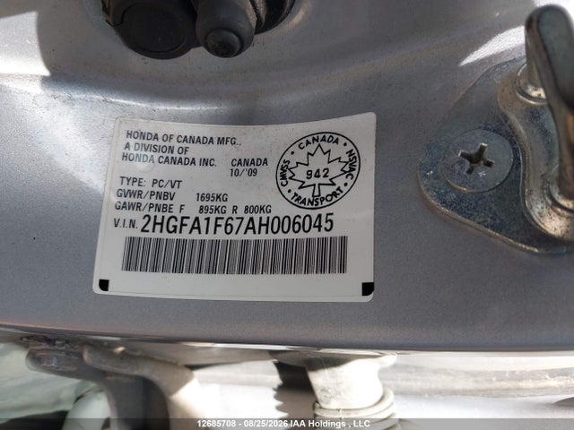 Продажа на аукционе авто 2010 Honda Civic Sport, vin: 2HGFA1F67AH006045, номер лота: 12685708
