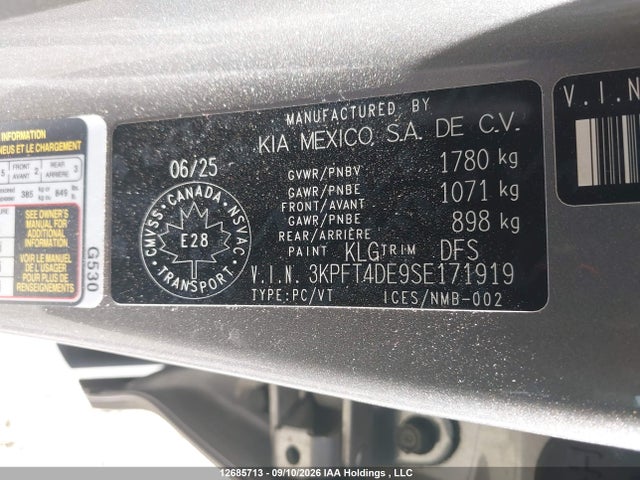 3KPFT4DE9SE171919 KIA K4 Lx/lxs