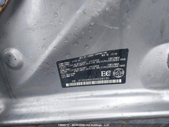Aukcja sprzedaży 2025 Subaru Crosstrek Limited, vin: JF2GUHNC4SH224530, numer aukcji: 12685717