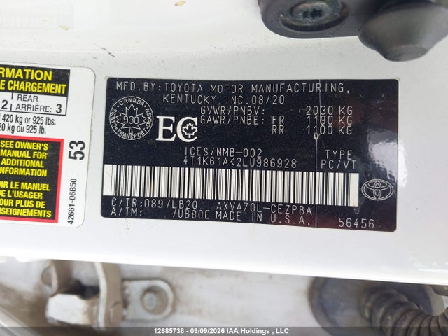 4T1K61AK2LU986928 Toyota CAMRY XSE