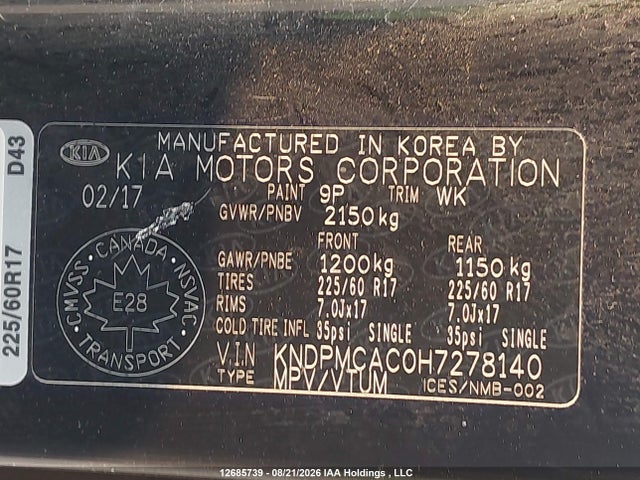 KIA Sportage Lx 2017 KNDPMCAC0H7278140 Image 9