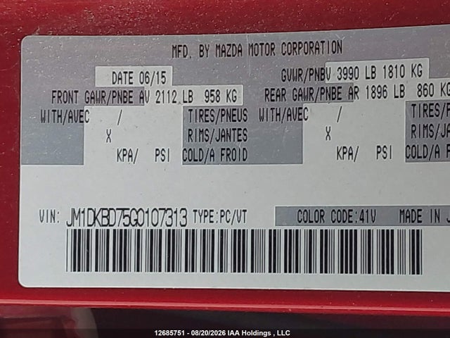 Aukcja sprzedaży 2016 Mazda Cx-3 Grand Touring, vin: JM1DKBD75G0107313, numer aukcji: 12685751