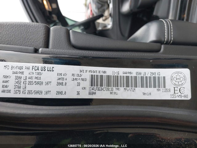 1C4RJFBG3HC728133 Jeep Grand Cherokee Limited