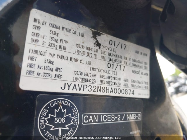 Yamaha Xvs1300 Ct/ctb 2017 JYAVP32N8HA000874 Image 13
