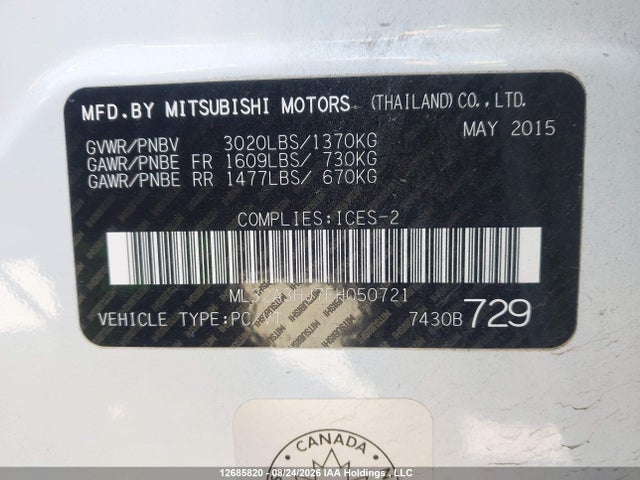 Mitsubishi MIRAGE ES 2015 ML32A3HJ7FH050721 Image 9