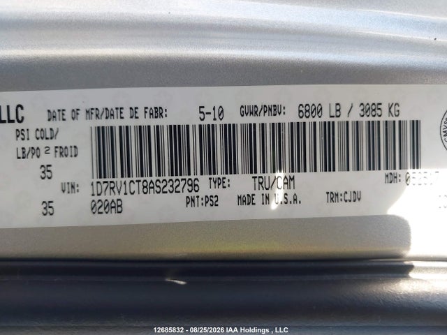 Продаж на аукціоні авто 2010 Dodge Ram 1500 Sport, vin: 1D7RV1CT8AS232796, номер лоту: 12685832