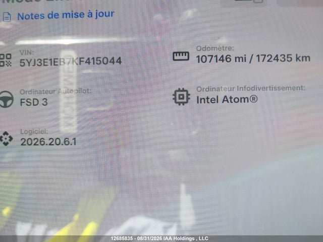 5YJ3E1EB7KF415044 Tesla MODEL 3