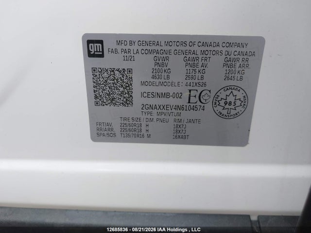 Chevrolet Equinox Premier 2022 2GNAXXEV4N6104574 Image 9