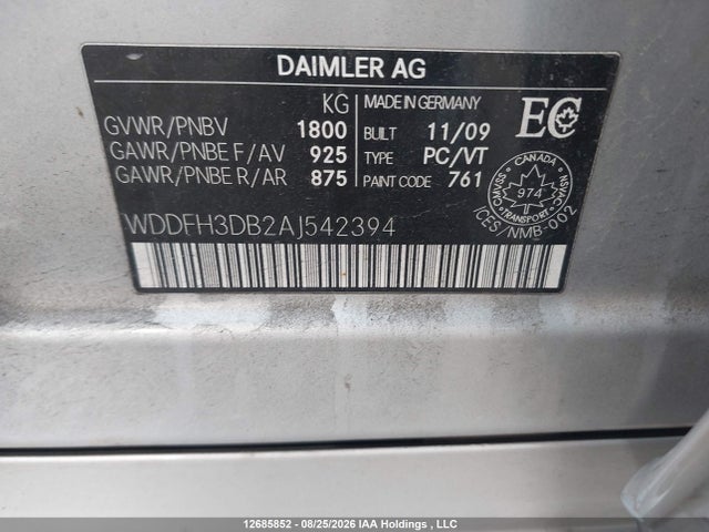 Продаж на аукціоні авто 2010 Mercedes-benz B200, vin: WDDFH3DB2AJ542394, номер лоту: 12685852