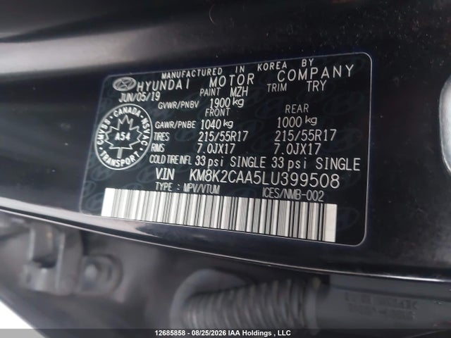 Aukcja sprzedaży 2020 Hyundai Kona Preferred Awd, vin: KM8K2CAA5LU399508, numer aukcji: 12685858