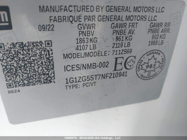 1G1ZG5ST7NF210941 Chevrolet MALIBU RS