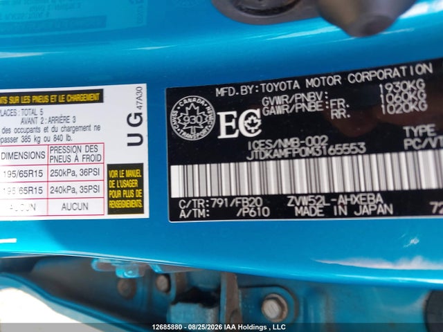Aukcja sprzedaży 2021 Toyota Prius Prime, vin: JTDKAMFP0M3165553, numer aukcji: 12685880