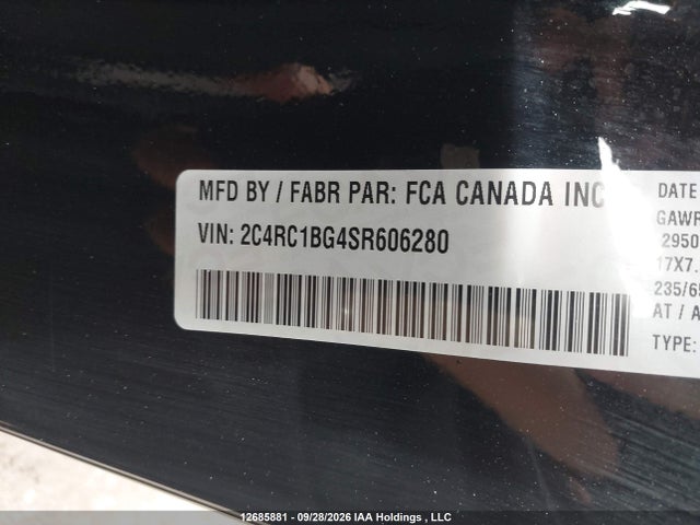 Aukcja sprzedaży 2025 Chrysler Pacifica Select, vin: 2C4RC1BG4SR606280, numer aukcji: 12685881