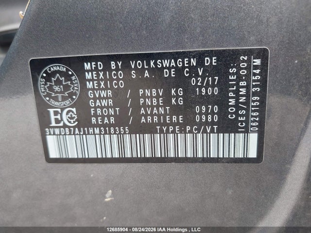 Volkswagen JETTA SE 2017 3VWDB7AJ1HM318355 Image 9