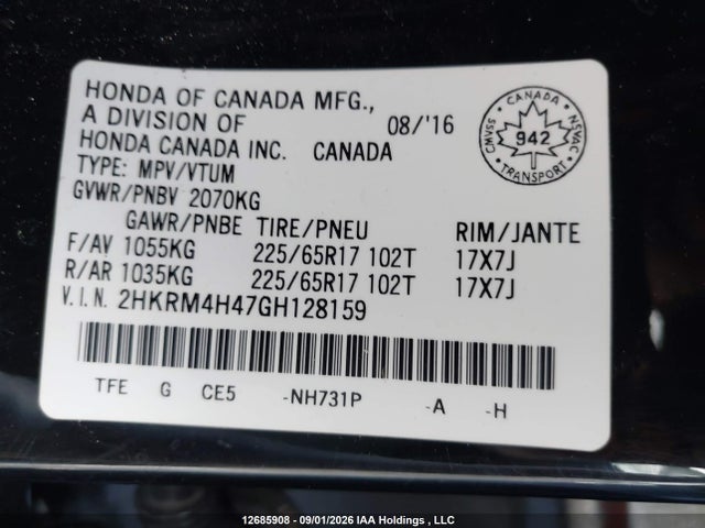 Honda CR-V SE 2016 2HKRM4H47GH128159 Image 19