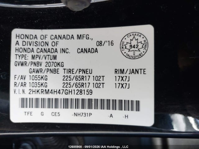 Honda CR-V SE 2016 2HKRM4H47GH128159 Image 9