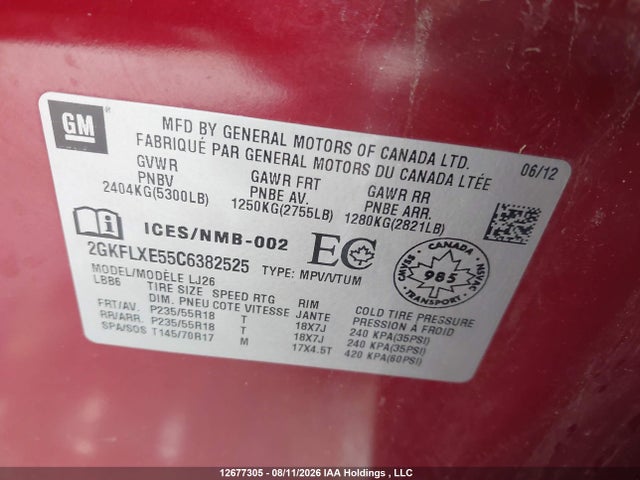 Продаж на аукціоні авто 2012 Gmc Terrain Slt-2, vin: 2GKFLXE55C6382525, номер лоту: 12677305