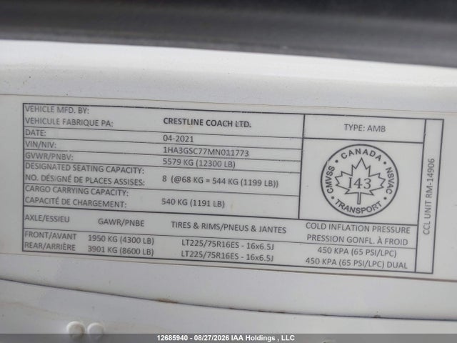 Chevrolet Express Cutaway Work Van 2021 1HA3GSC77MN011773 Image 9