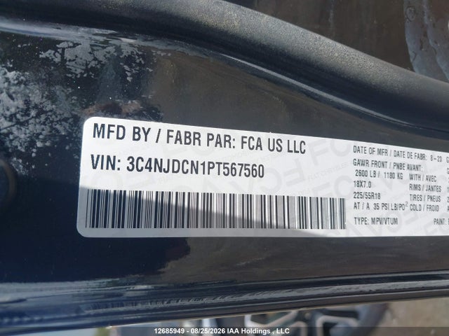 12685949 :رقم المزاد ، 3C4NJDCN1PT567560 vin ، 2023 Jeep Compass Limited مزاد بيع