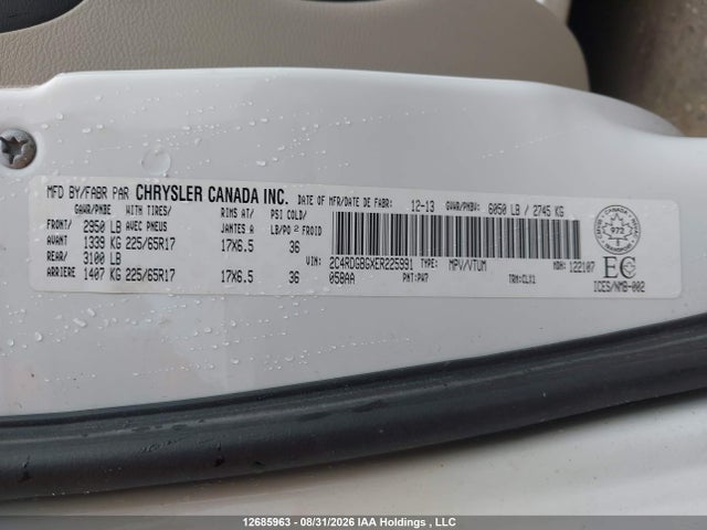 Aukcja sprzedaży 2014 Dodge Grand Caravan Se/sxt, vin: 2C4RDGBGXER225991, numer aukcji: 12685963