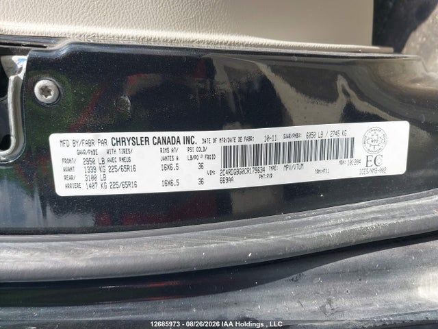 Продаж на аукціоні авто 2012 Dodge Grand Caravan Se/sxt, vin: 2C4RDGBG0CR179634, номер лоту: 12685973
