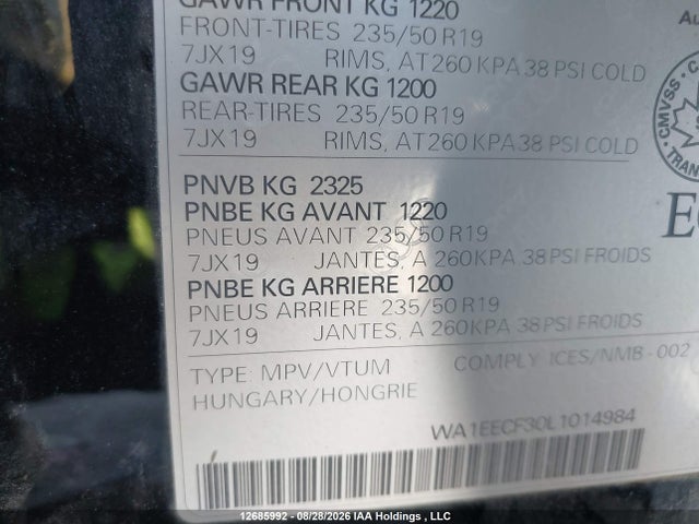 Aukcja sprzedaży 2020 Audi Q3 45 Progressiv, vin: WA1EECF30L1014984, numer aukcji: 12685992