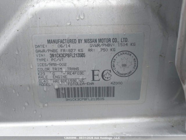 3N1CK3CP8FL213505 Nissan Micra