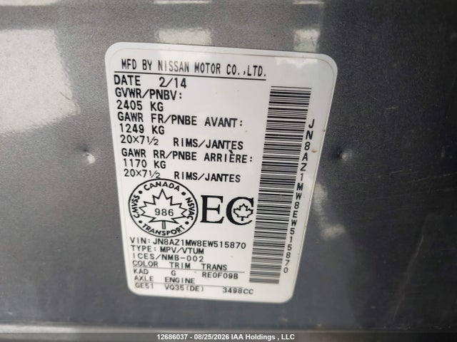 Nissan Murano 2014 JN8AZ1MW8EW515870 Image 18