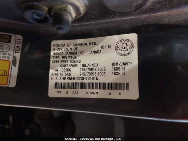 Honda CR-V LX 2016 2HKRM4H32GH131915 Image 9