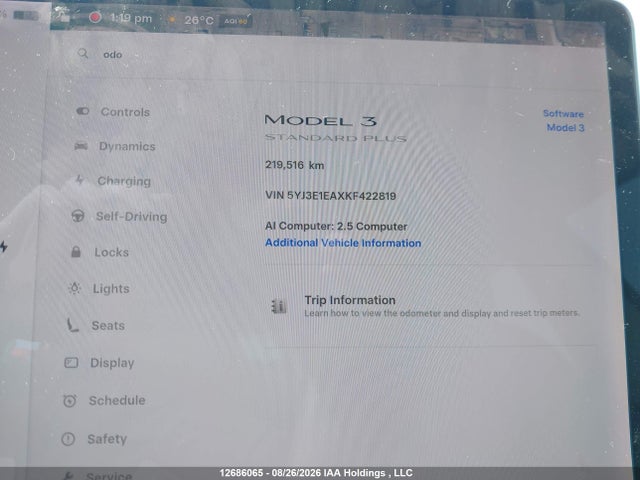 Tesla MODEL 3 2019 5YJ3E1EAXKF422819 Image 7