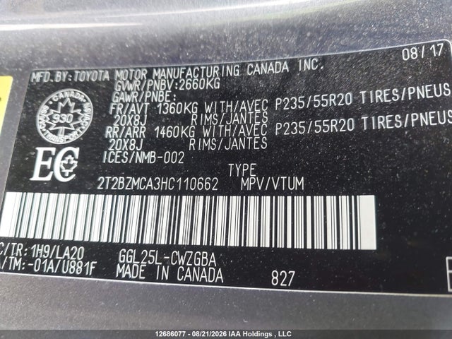 2T2BZMCA3HC110662 Lexus Rx 350/base/f Sport