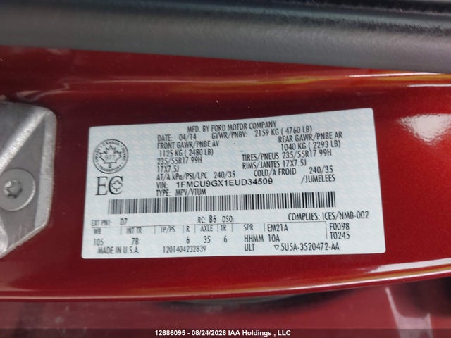 Ford ESCAPE SE 2014 1FMCU9GX1EUD34509 Image 18
