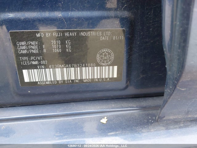 Продаж на аукціоні авто 2011 Subaru Legacy 2.5i, vin: 4S3BMGA67B3241080, номер лоту: 12686112