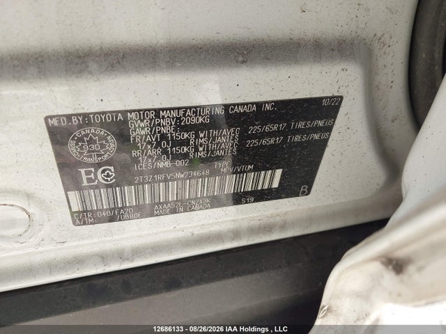 Toyota RAV4 LE 2022 2T3Z1RFV5NW234648 Image 19