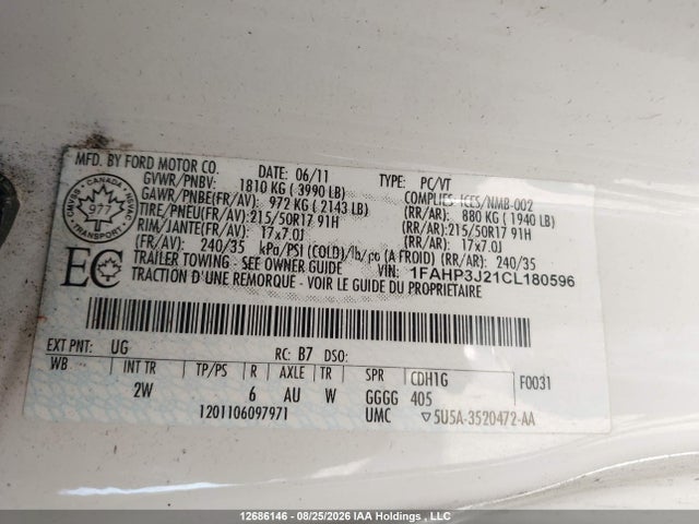 Auction sale of the 2012 Ford Focus Titanium, vin: 1FAHP3J21CL180596, lot number: 12686146