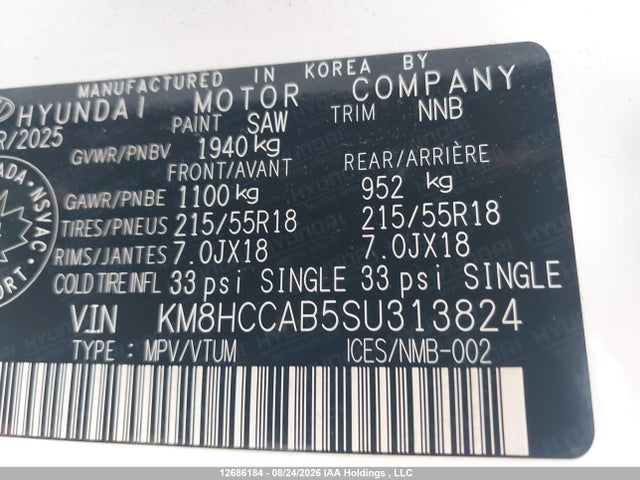KM8HCCAB5SU313824 Hyundai Kona Sel
