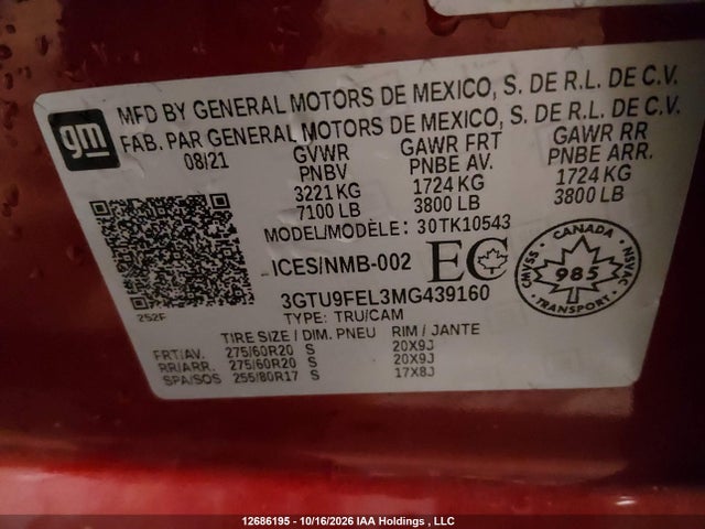 GMC Sierra 1500 Denali 2021 3GTU9FEL3MG439160 Image 9