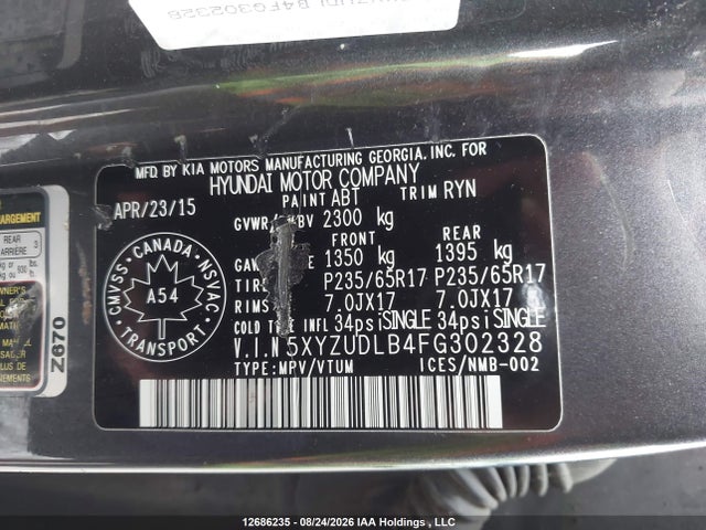 5XYZUDLB4FG302328 Hyundai Santa Fe Sport 2.4 Premium