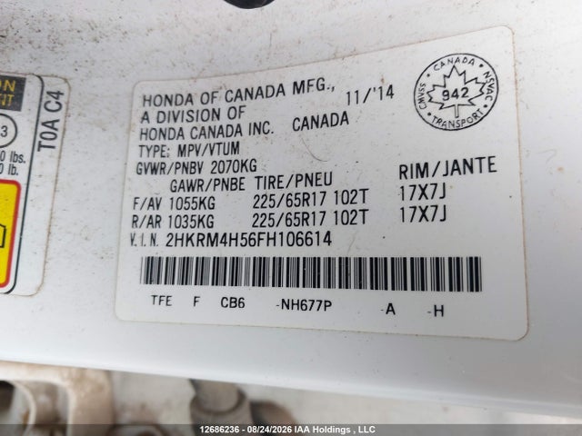 Honda CR-V EX 2015 2HKRM4H56FH106614 Image 9